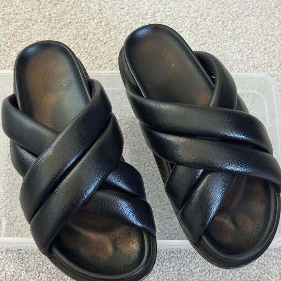 Anine Bing Black Lizzie Criss-Cross Leather Slides - Picture 8 of 8